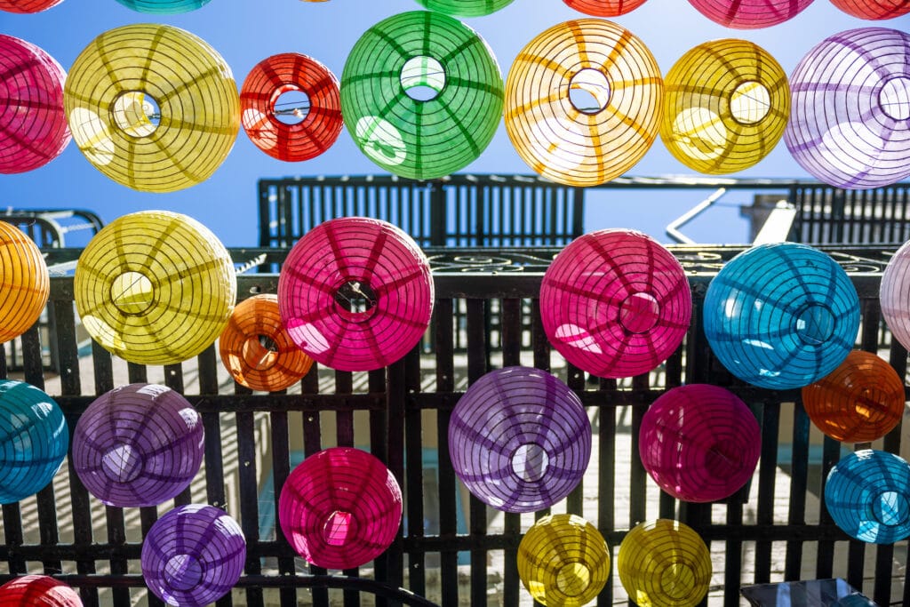 Colorful paper lanterns in Chinatown, San Francisco