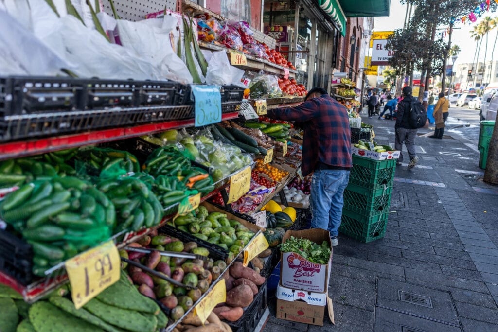 Outdoor grocer in Mission District, San Francisco CA